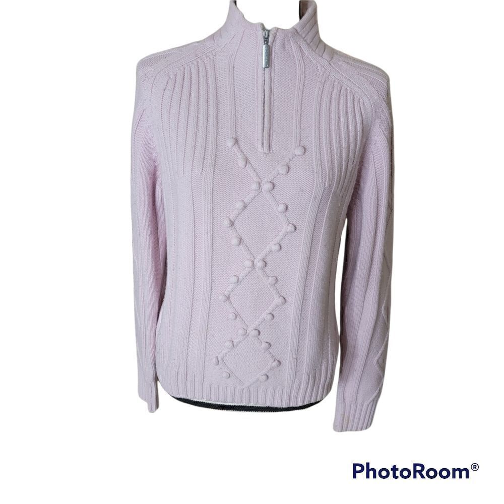 COPY - Sunice Quarter Zip, Wool Blend Ribbed Sweater. Size L.